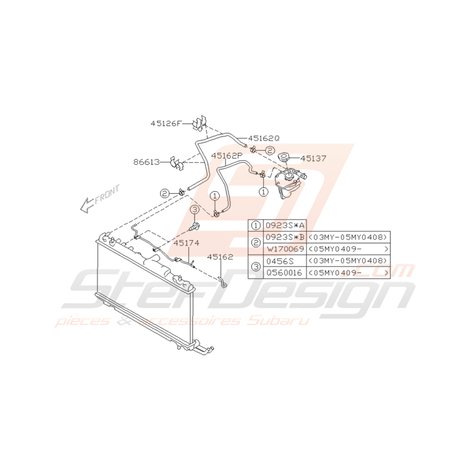 Schéma Durites de Refroidissement Origine Subaru WRX STI 03 - 05 Schéma Durites de Refroidissement Origine Subaru WRX STI 03 - 05