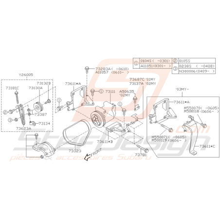 Schéma Compresseur de Climatisation Origine WRX STI 2001 - 2005