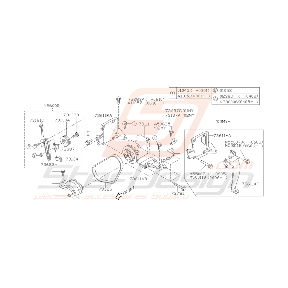 Schéma Compresseur de Climatisation Origine WRX STI 2001 - 2005 Schéma Compresseur de Climatisation Origine WRX STI 2001 - 2005