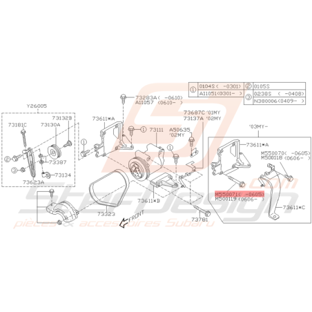 Boulon Support de Compresseur Origine Subaru WRX STI 03 - 06/05