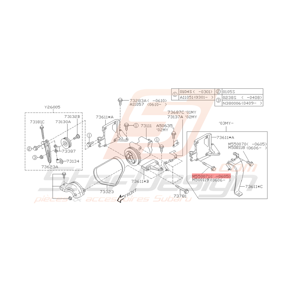 Boulon Support de Compresseur Origine Subaru WRX STI 03 - 06/05 Boulon Support de Compresseur Origine Subaru WRX STI 03 - 06/05