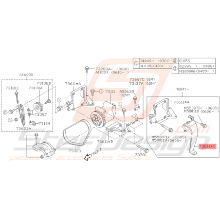 Support Compresseur de Clim Origine Subaru WRX STI 2003 - 2005