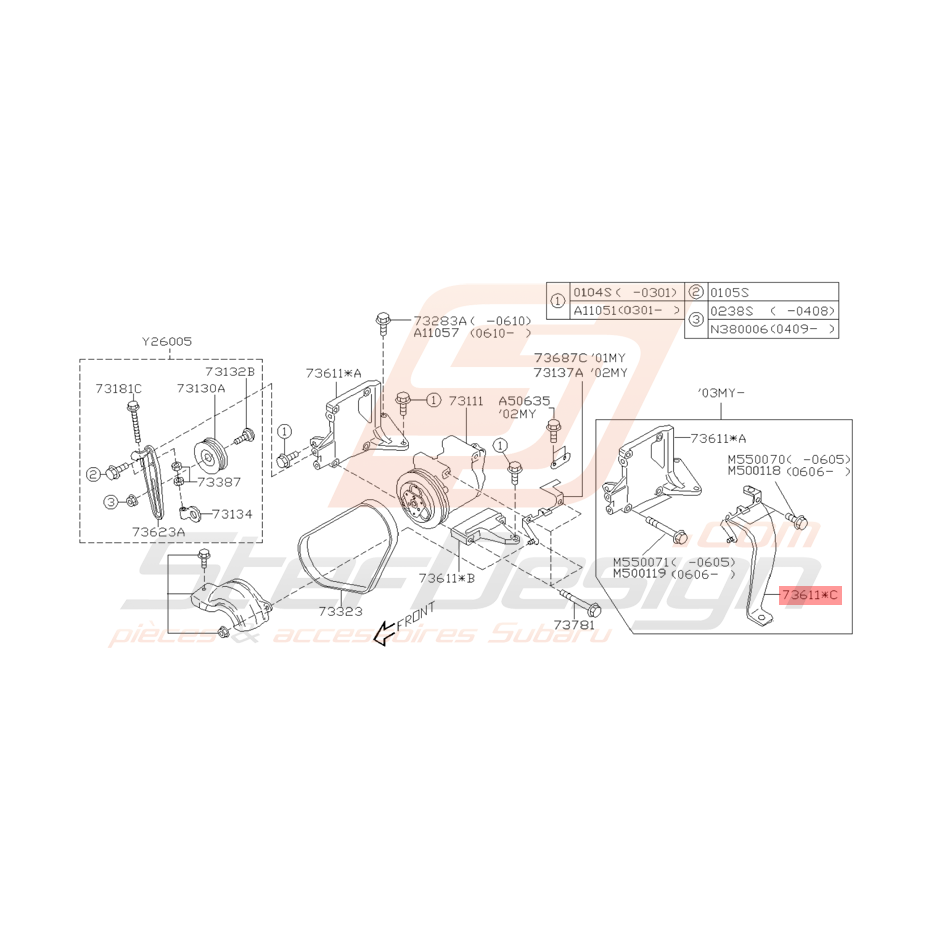 Support Compresseur de Clim Origine Subaru WRX STI 2003 - 2005 Support Compresseur de Clim Origine Subaru WRX STI 2003 - 2005