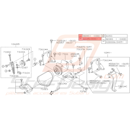 Vis Support Compresseur de Clim Origine Subaru WRX STI 03 - 05