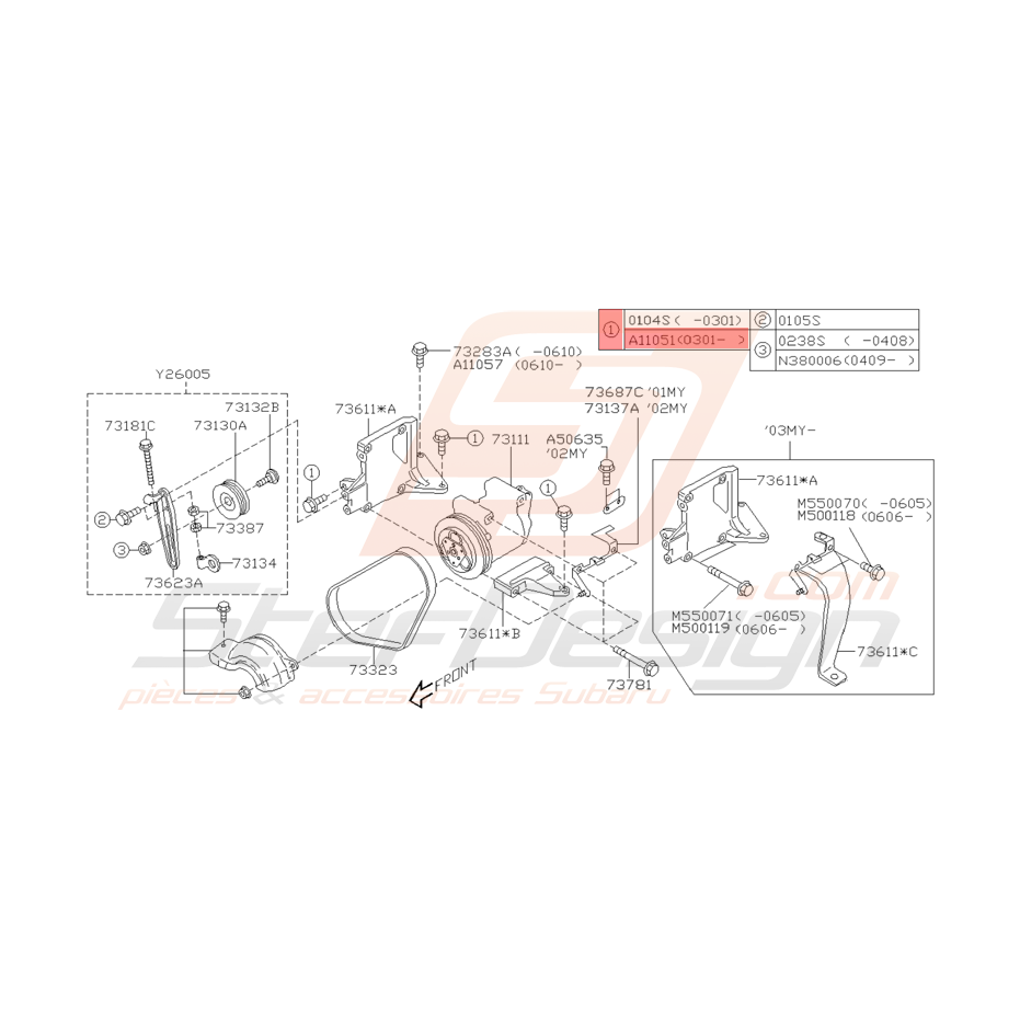 Vis Support Compresseur de Clim Origine Subaru WRX STI 03 - 05 Vis Support Compresseur de Clim Origine Subaru WRX STI 03 - 05