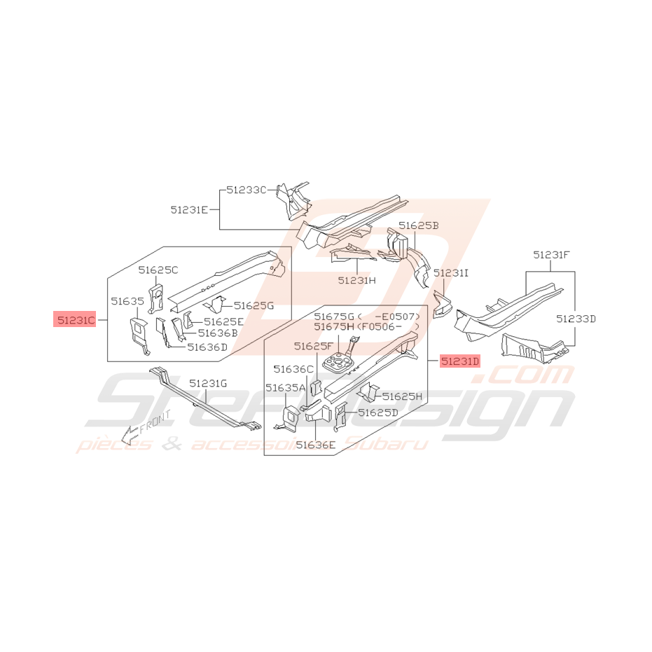 Longeron avant STI/WRX 03-05