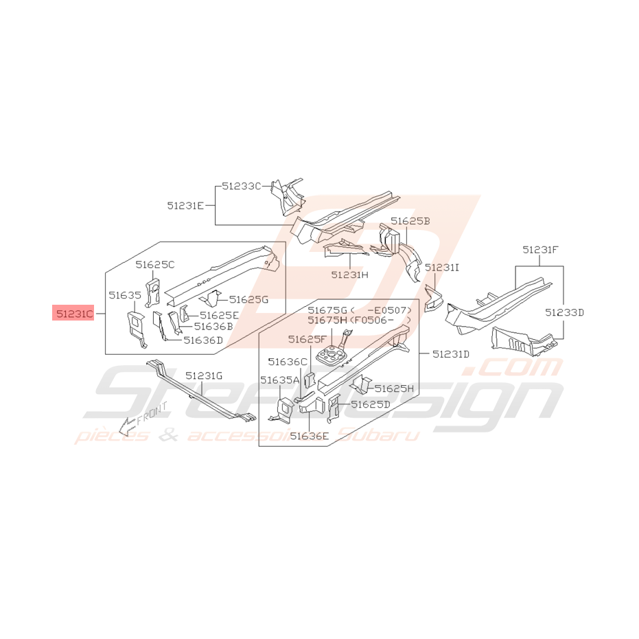 Longeron avant STI/WRX 03-05