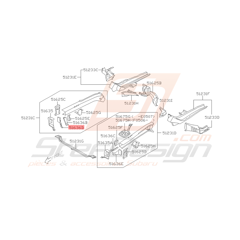 Tôle de Longeron Origine Subaru WRX et STI 2001 - 2005