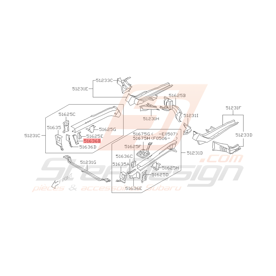 Tôle de Longeron Origine Subaru WRX et STI 2001 - 2005