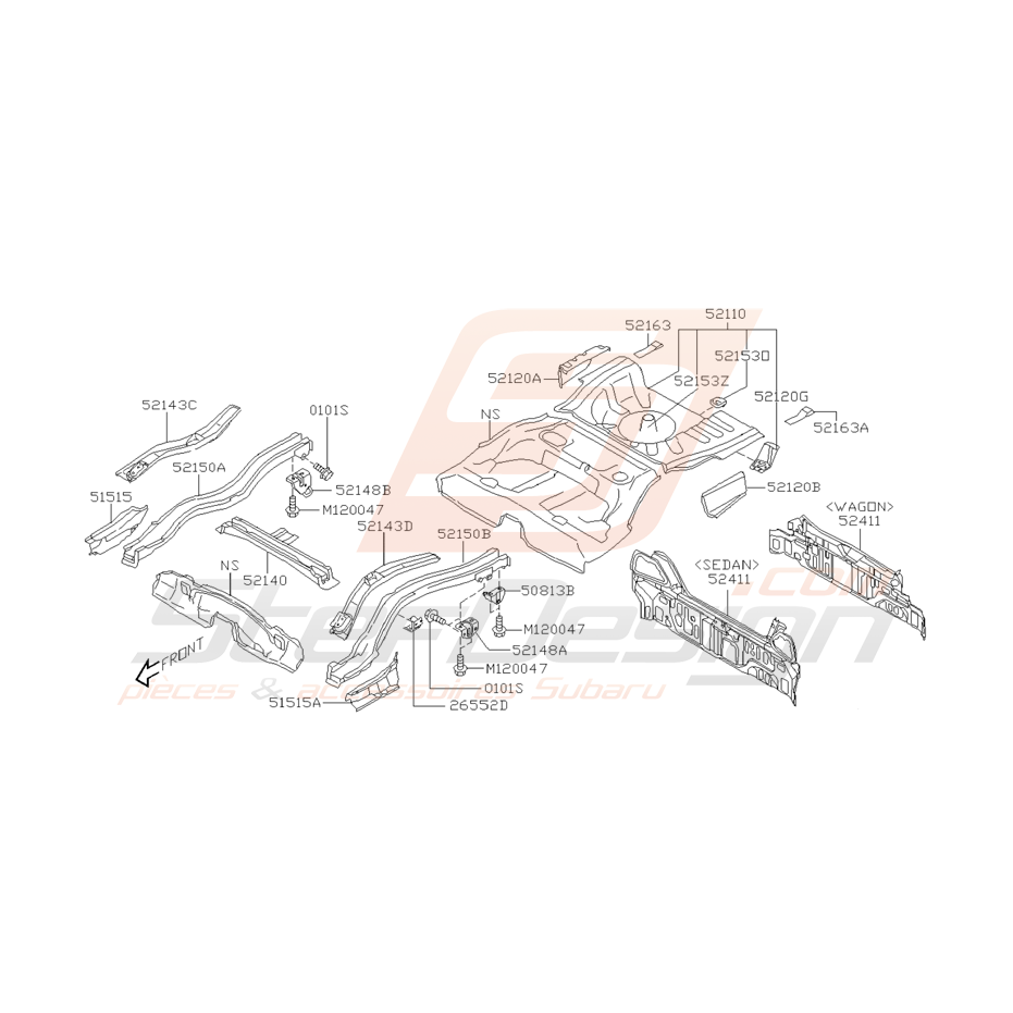 Schéma Plancher Arrière Origine Subaru WRX STI 2001 - 2005 Schéma Plancher Arrière Origine Subaru WRX STI 2001 - 2005