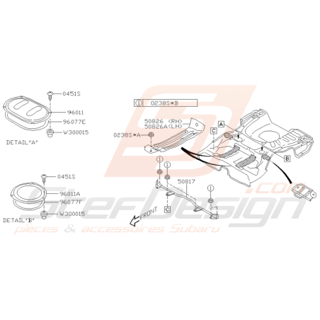 Renfort et Garniture Plancher Arrière Origine Subaru WRX STI 01-05
