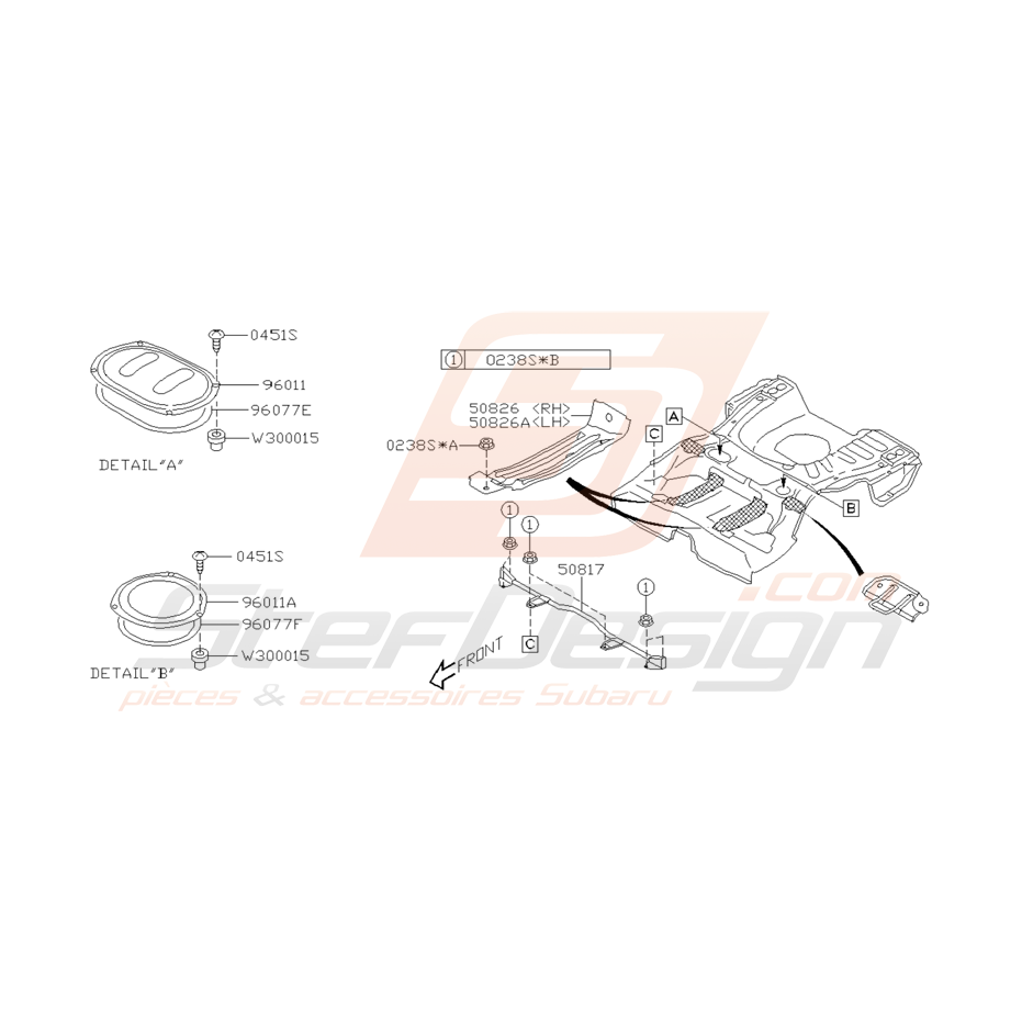 Renfort et Garniture Plancher Arrière Origine Subaru WRX STI 01-05 Renfort et Garniture Plancher Arrière Origine Subaru WRX STI 01-05