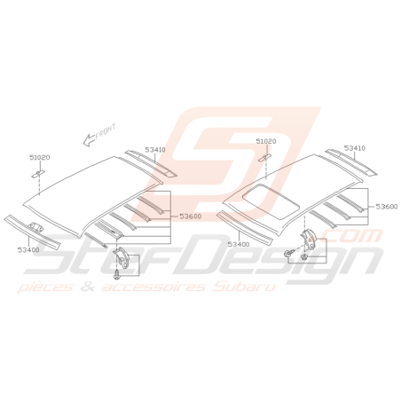 Schéma Panneau de Toit Origine Subaru WRX et STI 2001 - 2005