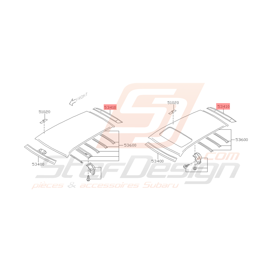 Renfort arrière de Toit Origine Subaru WRX et STI 2001 - 2005