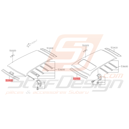 Renfort Avant de Toit Origine Subaru WRX et STI 2001 - 2005