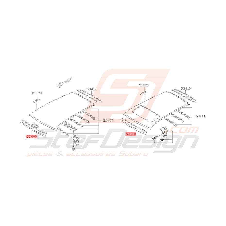Renfort Avant de Toit Origine Subaru WRX et STI 2001 - 2005