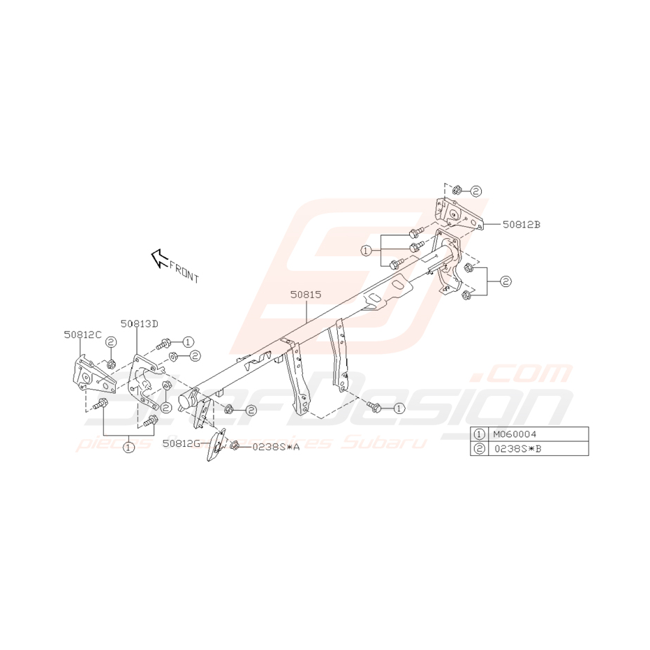 Schéma de poutre de direction Origine Subaru WRX / STI 2001-2005 Schéma de poutre de direction Origine Subaru WRX / STI 2001-2005