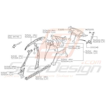 Panneau Latéral Intérieur Origine Subaru WRX STI 2001 - 2005