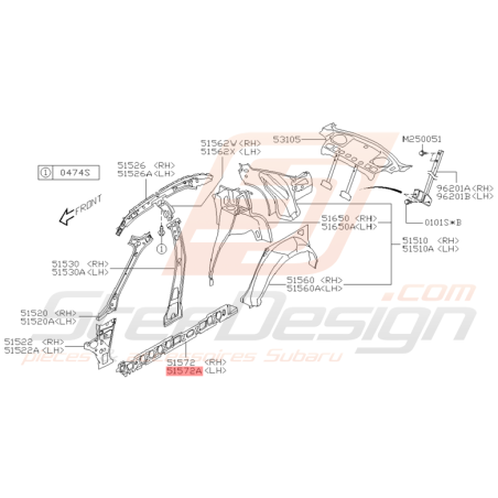 Renfort Intérieur de Bas de Caisse Origine Subaru WRX STI 01 - 05