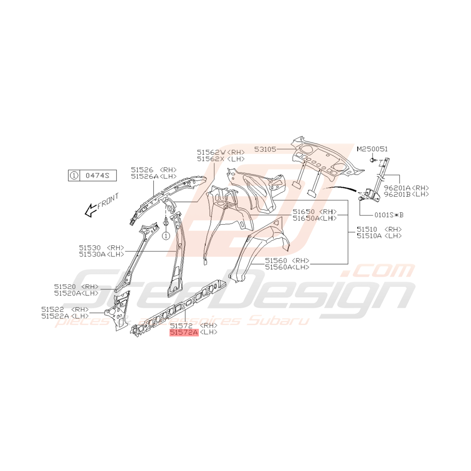 Renfort Intérieur de Bas de Caisse Origine Subaru WRX STI 01 - 05
