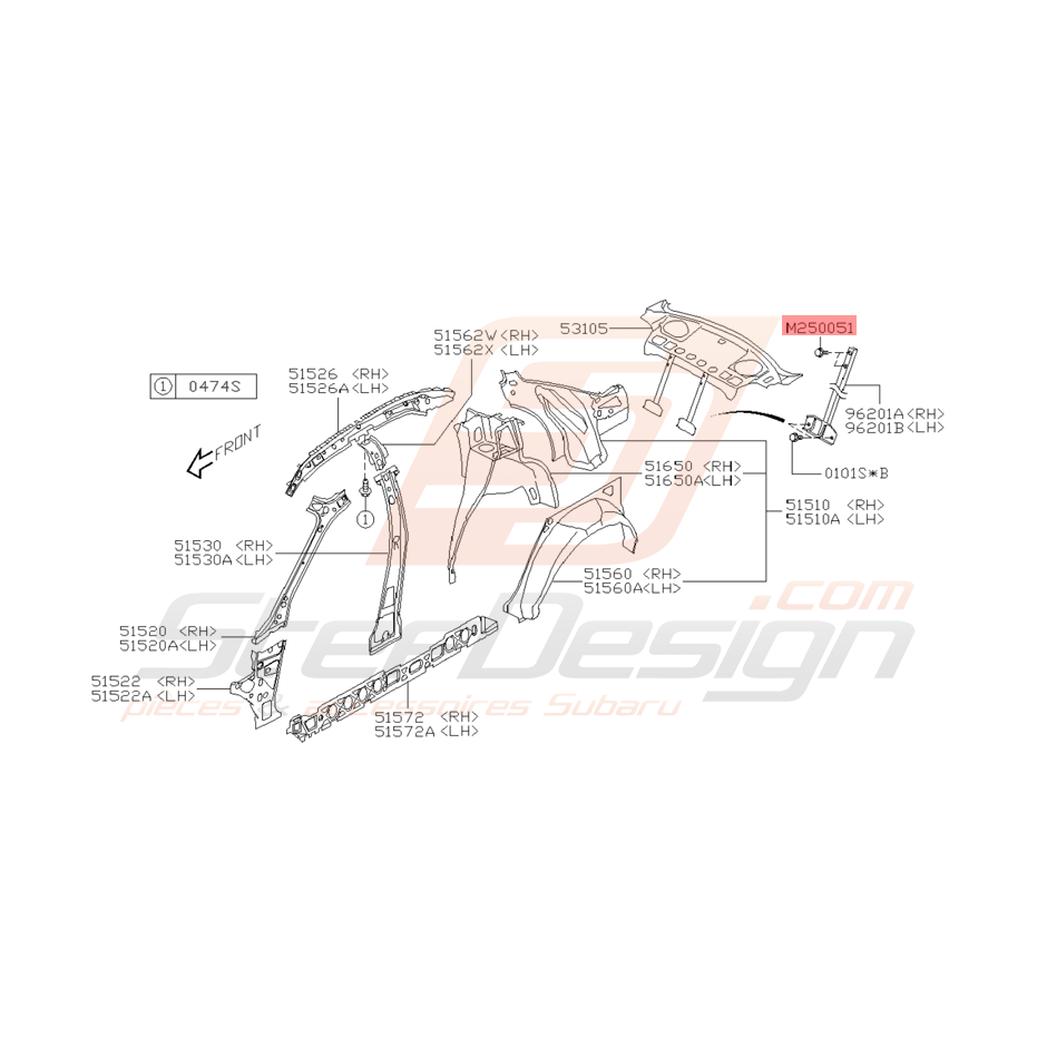Vis de Renfort de Siège Origine Subaru WRX et STI 2001 - 2005