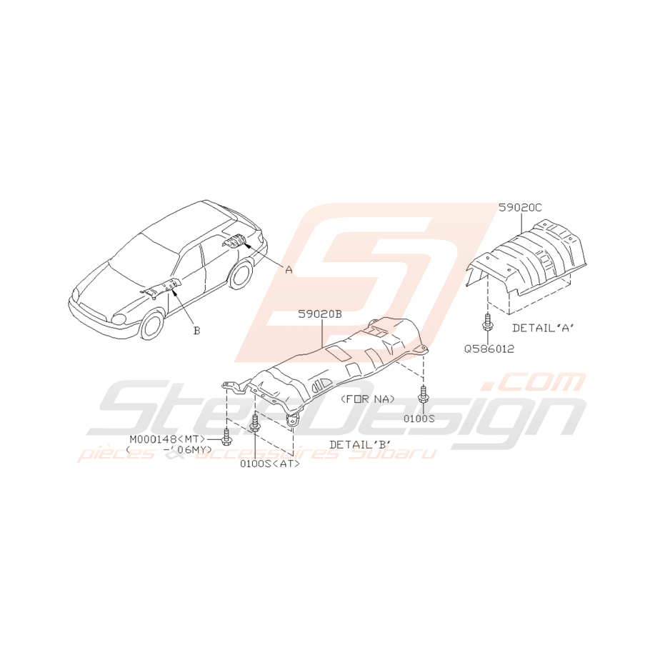 Schéma Tôle Pare Chaleur Origine Subaru WRX STI 2001 - 2005 Schéma Tôle Pare Chaleur Origine Subaru WRX STI 2001 - 2005
