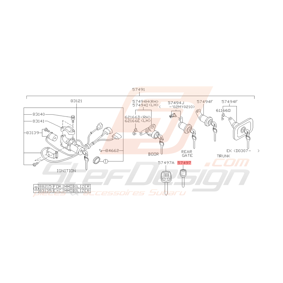 Clé Origine Subaru WRX et STI 2001 - 2005