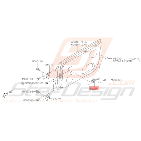 Arrêt de Porte Avant Origine Subaru WRX et STI 2001 - 2005