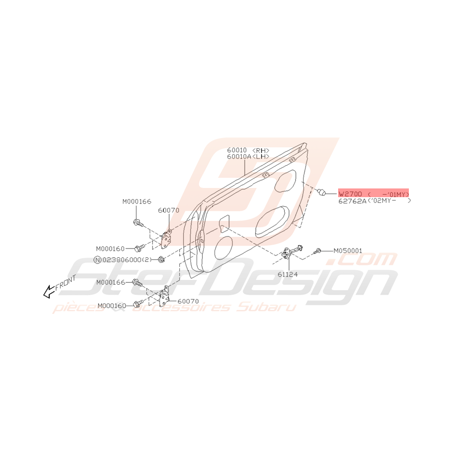 Butée de Porte Origine Subaru WRX et STI 2001 Butée de Porte Origine Subaru WRX et STI 2001