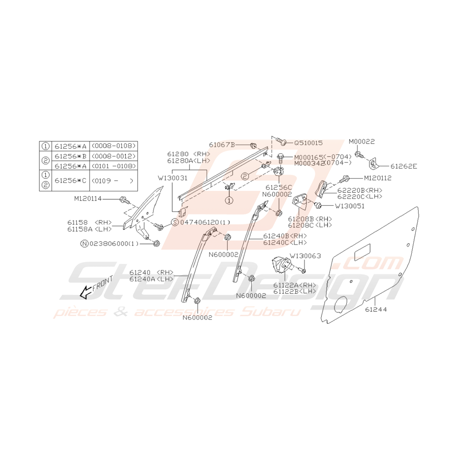 Schéma Intérieur de Porte Avant Origine Subaru WRX STI 2001 - 2005 Schéma Intérieur de Porte Avant Origine Subaru WRX STI 2001 - 2005