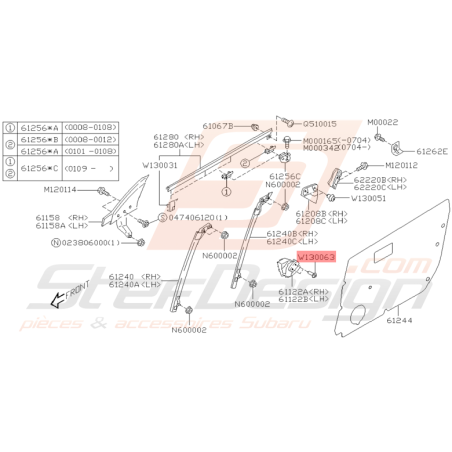 Agrafe Intérieur de Porte Avant Origine Subaru WRX STI 01 - 05