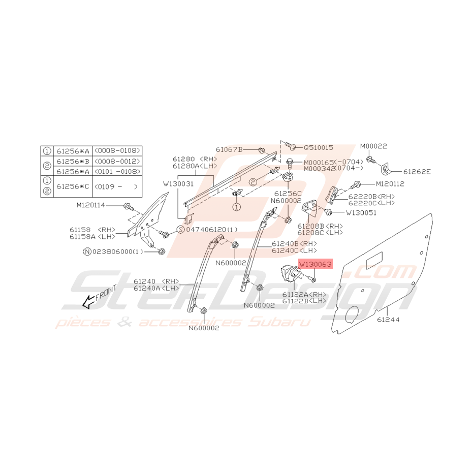 Agrafe Intérieur de Porte Avant Origine Subaru WRX STI 01 - 05 Agrafe Intérieur de Porte Avant Origine Subaru WRX STI 01 - 05