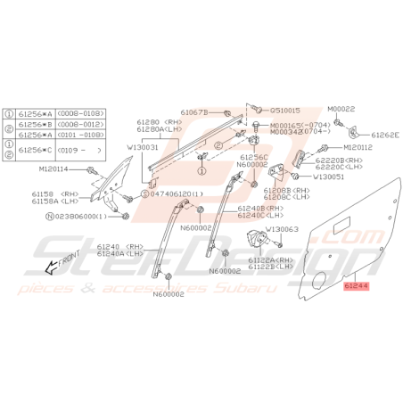 Film d'étanchéité de Porte Origine Subaru WRX / STI 2001 - 2005