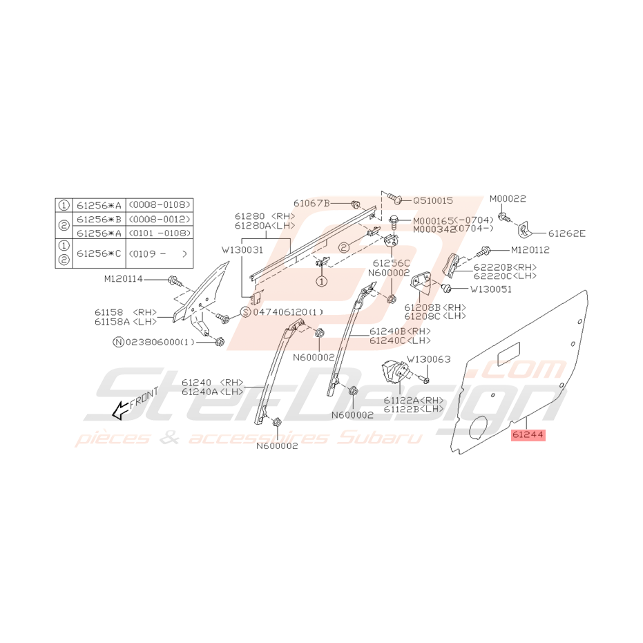Film d'étanchéité de Porte Origine Subaru WRX / STI 2001 - 2005 Film d'étanchéité de Porte Origine Subaru WRX / STI 2001 - 2005