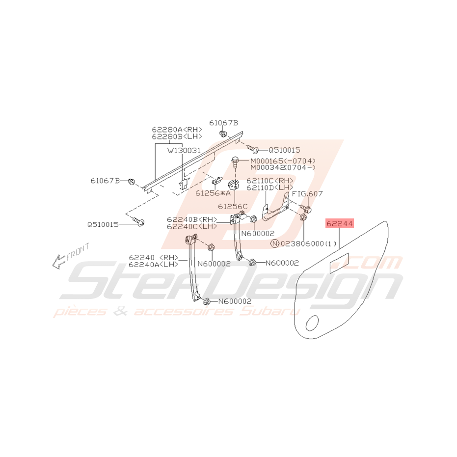 Film d'Étanchéité de Porte Arrière Origine Subaru WRX STI 01 - 05