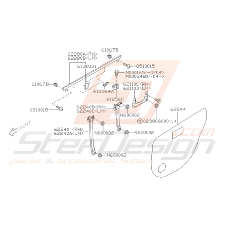 Schéma d'Intérieur de Porte Arrière Origine Subaru WRX STI 01 - 05