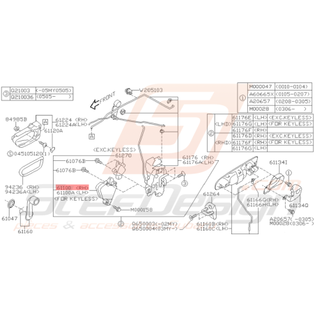 Moteur de Porte avant Droit Origine Subaru WRX et STI 2001 - 2005