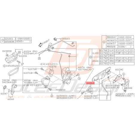 Gâche de Porte Origine Subaru WRX et STI 2003 - 2005