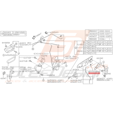 Fixation Poignée Avant Origine Subaru WRX STI 2001 - 2005