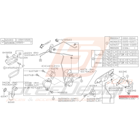 Vis Fixation de Porte Avant Origine Subaru WRX STI 2001 - 05/2003