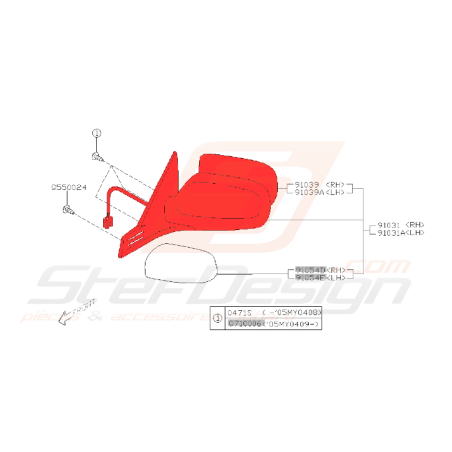 rétroviseur pour subaru impreza STI Prodrive 2001