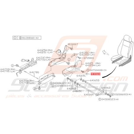 Cache Plastique de siège conducteur Origine Subaru WRX STI 03-05