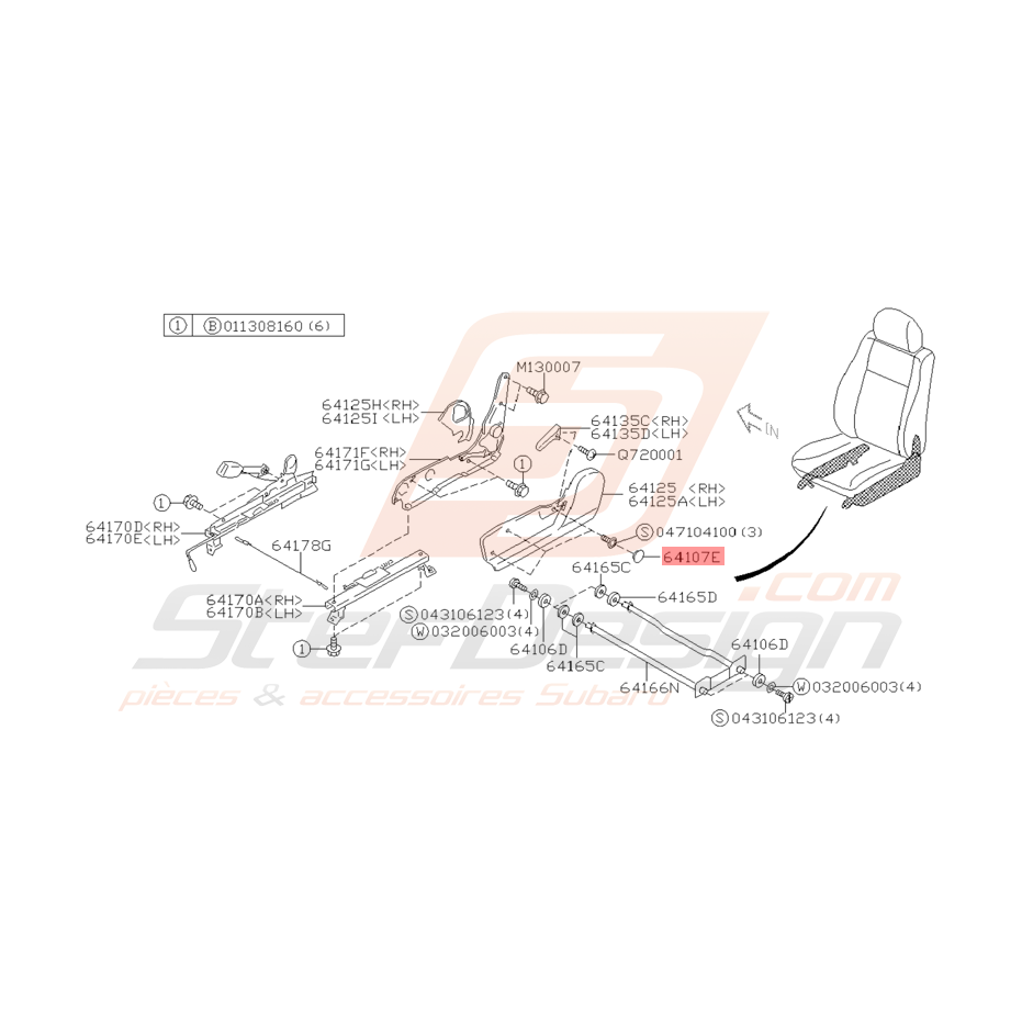 Cache Plastique de siège conducteur Origine Subaru WRX STI 03-05