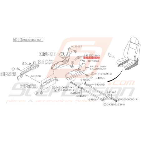 Levier d'Inclinaison de Siège Avant Origine Subaru WRX STI 01 - 02