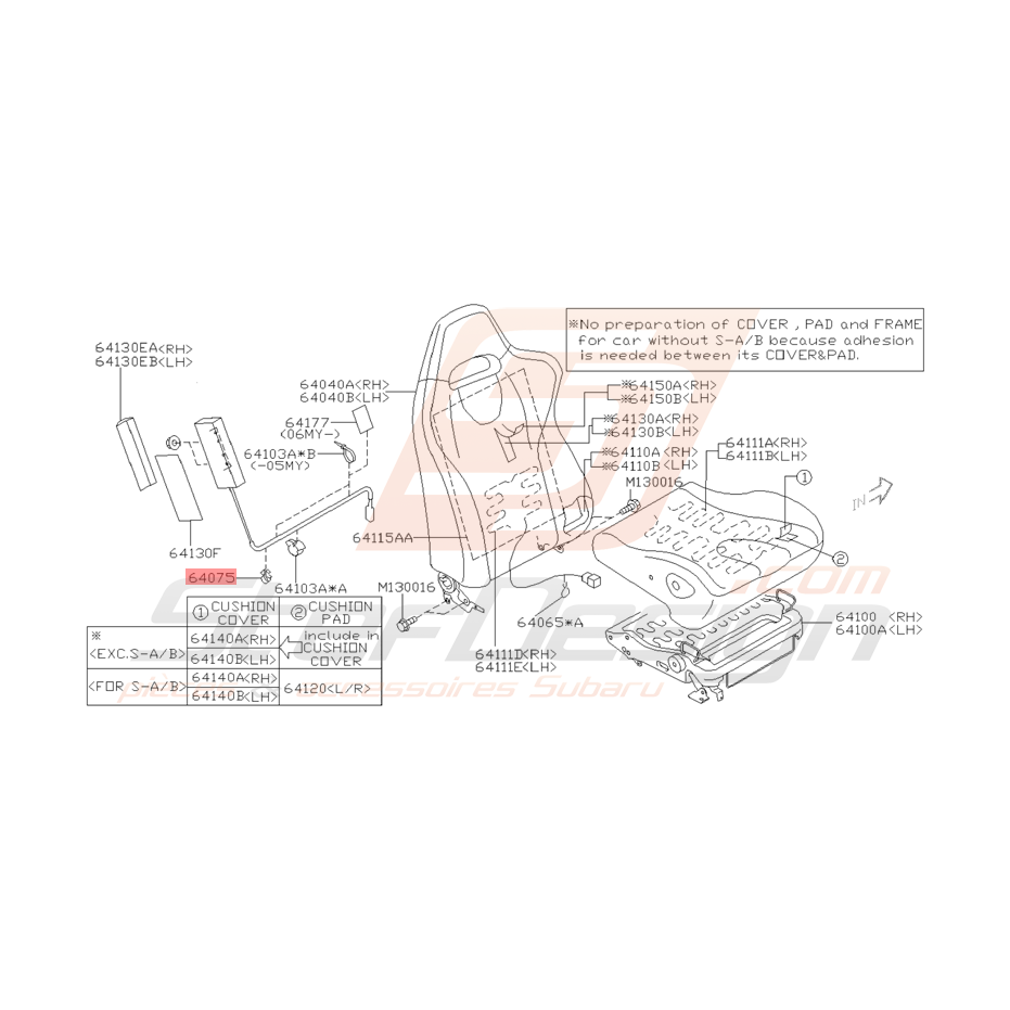 Agrafe de Siège Origine Subaru WRX STI 2003 - 2005 Agrafe de Siège Origine Subaru WRX STI 2003 - 2005