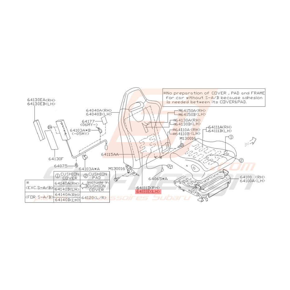 Chauffage de Siège Origine Subaru WRX 2003 - 2005