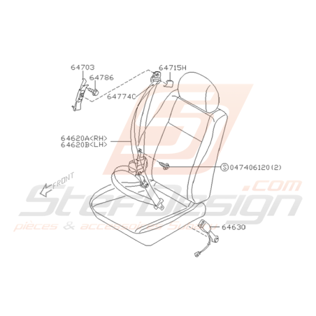 Schéma Ceinture de Sécurité Avant Origine Subaru WRX STI 01 - 05