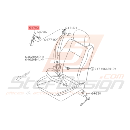 Dispositif Réglage de Ceinture Origine Subaru WRX STI 01 - 05
