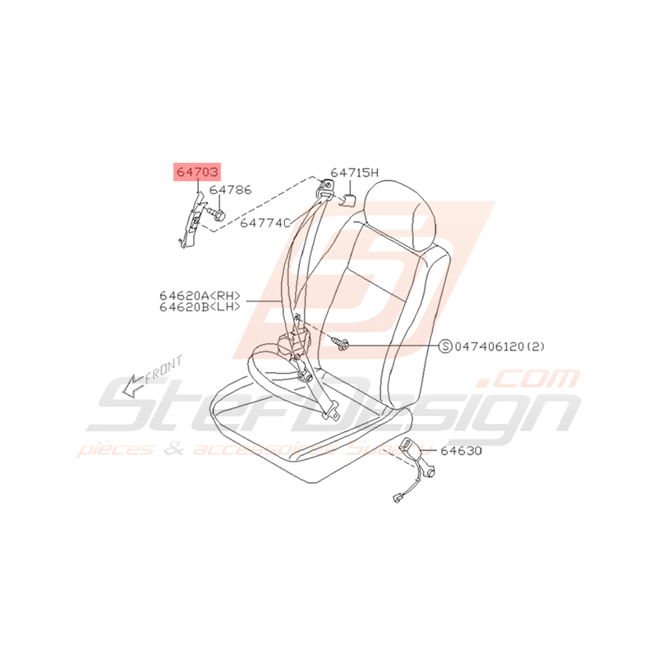 Dispositif Réglage de Ceinture Origine Subaru WRX STI 01 - 05