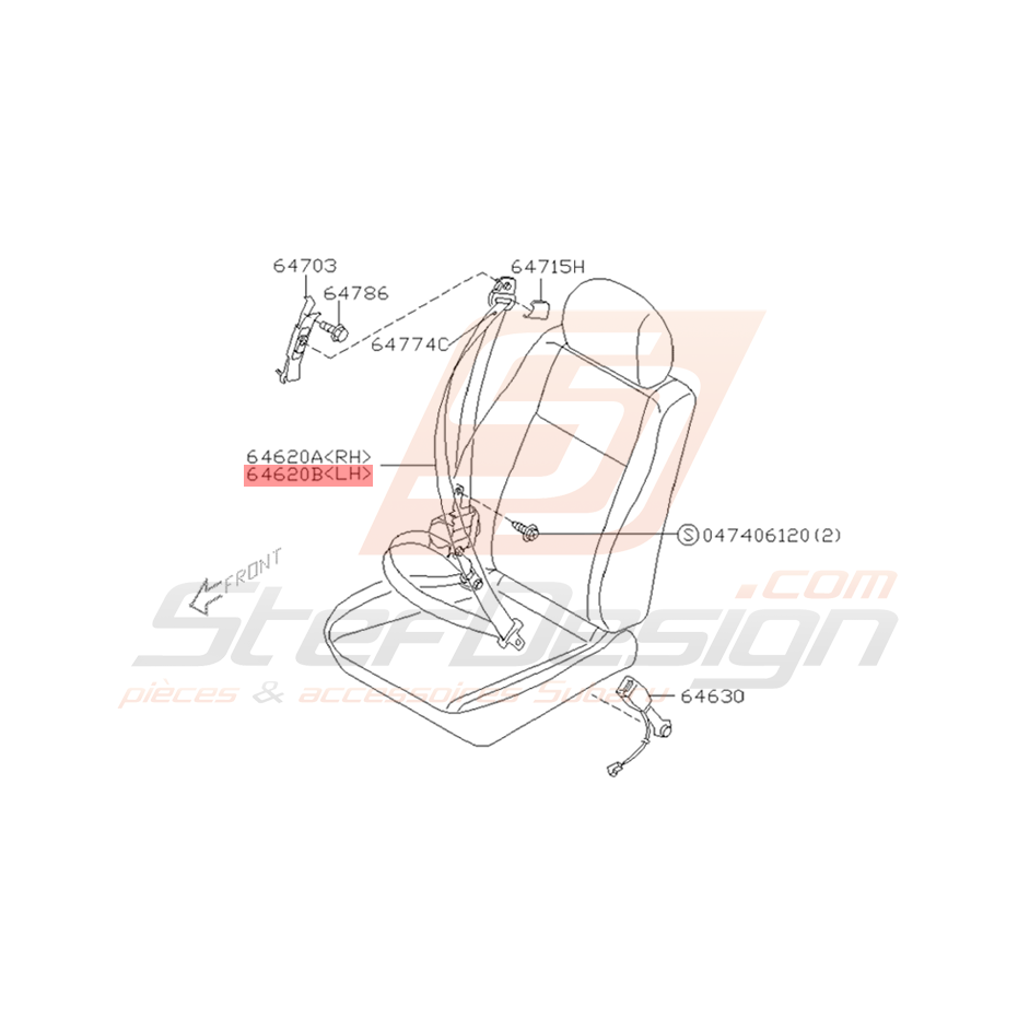 Ceinture Conducteur Origine Subaru WRX STI 2001 - 2005
